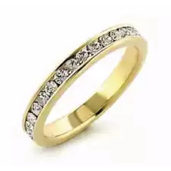Size 9 1/2 Stainless Steel Eternity Band Gold Ring NEW - Picture 4 of 5
